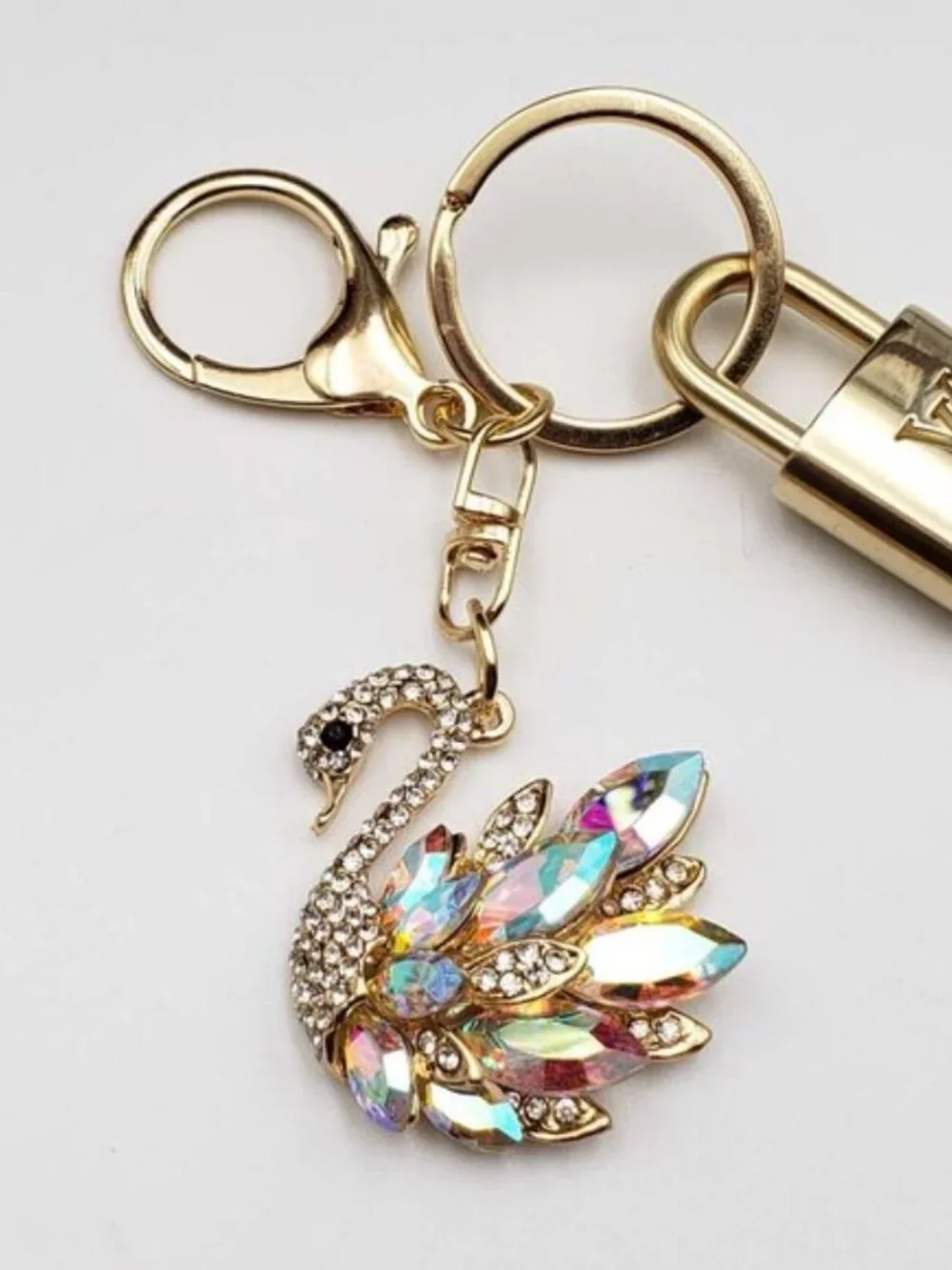 Authentic Louis Vuitton Padlock Gold 🔒 Key Set + Unbranded Swan Keychain Charm